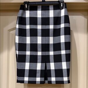 Ann Taylor Black and White Plaid Pencil Skirt
